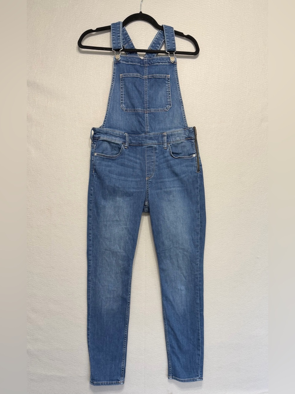 H&M Skinny Overalls s8 Women’s Blue Denim Washed Ajustable Strap